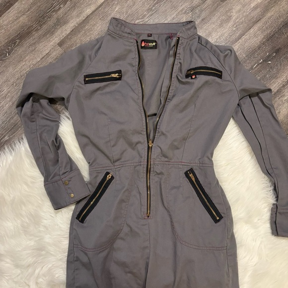 Grey Zipper Jumpsuit - Picture 3 of 4